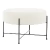 OT-DANIELLA BKCR Contemporary Cream Fabric Ottoman with Black Metal - Daniella