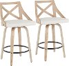 B26-CHARLOT WWCR2 Farmhouse Whitewash Swivel Counter Height Stool (Set of 2) - Charlotte