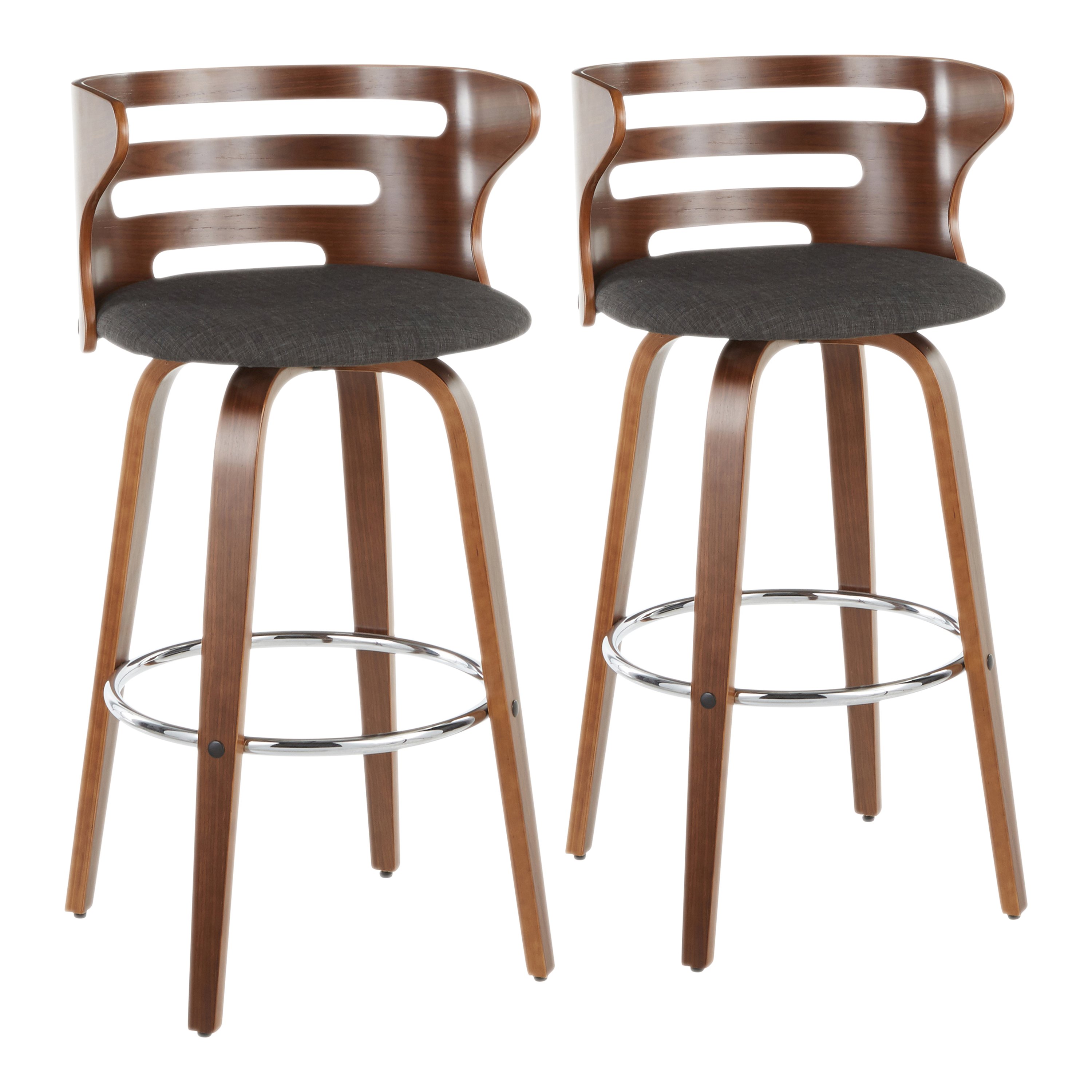 B30-COSNIR WLCHAR2 Modern Brown and Gray Swivel Bar Stool (Set of 2) - Cosini-1