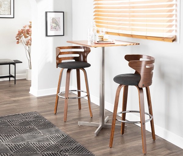 B30-COSNIR WLCHAR2 Modern Brown and Gray Swivel Bar Stool (Set of 2) - Cosini-6