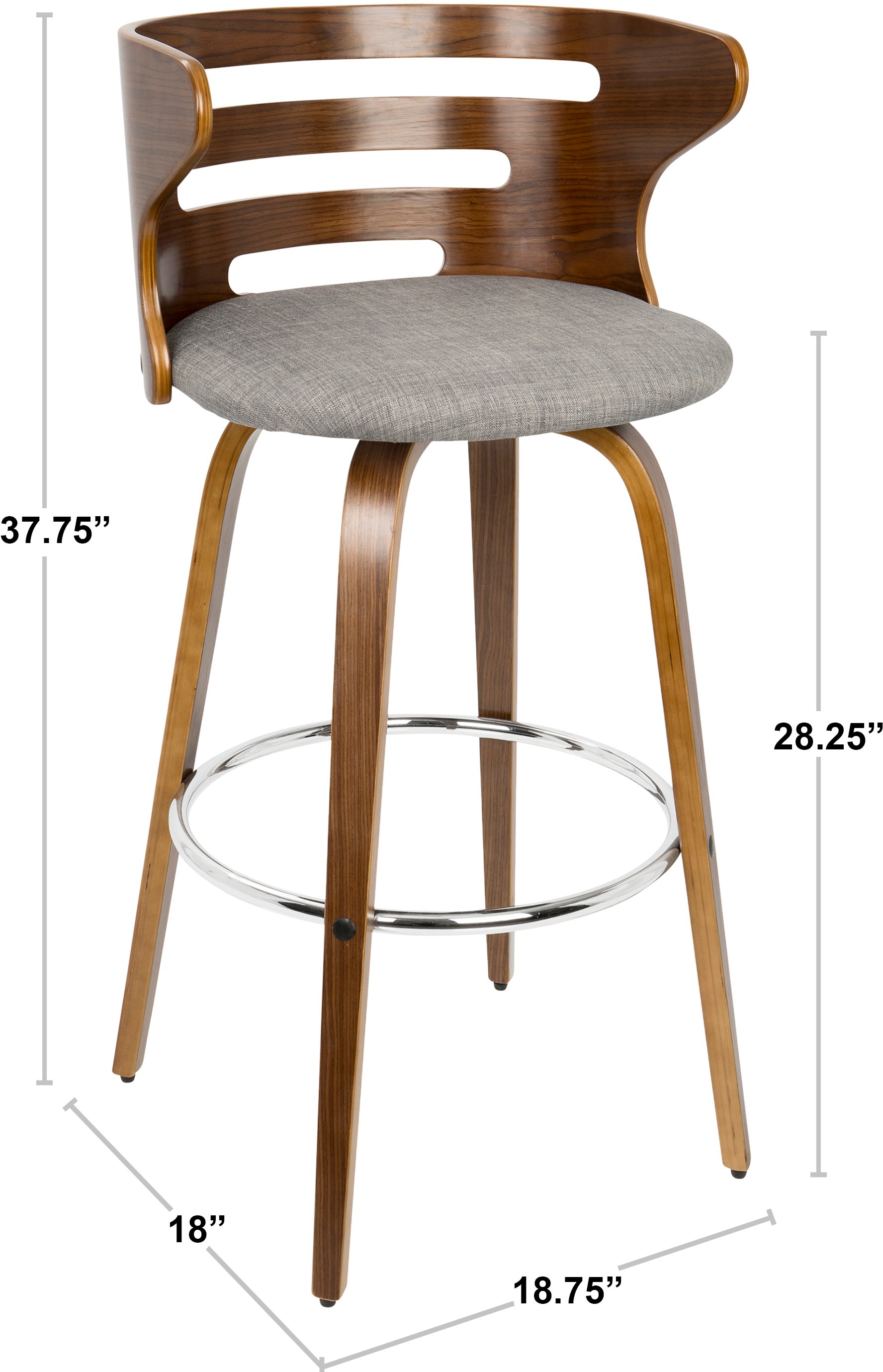 B30-COSNIR WLCHAR2 Modern Brown and Gray Swivel Bar Stool (Set of 2) - Cosini-8