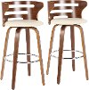 B30-COSNIR WLCR2 Modern Brown and Cream Swivel Bar Stool (Set of 2) - Cosini