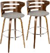 B30-COSNIR-WLGY2 Modern Brown and Light Gray Swivel Bar Stool (Set of 2) - Cosini
