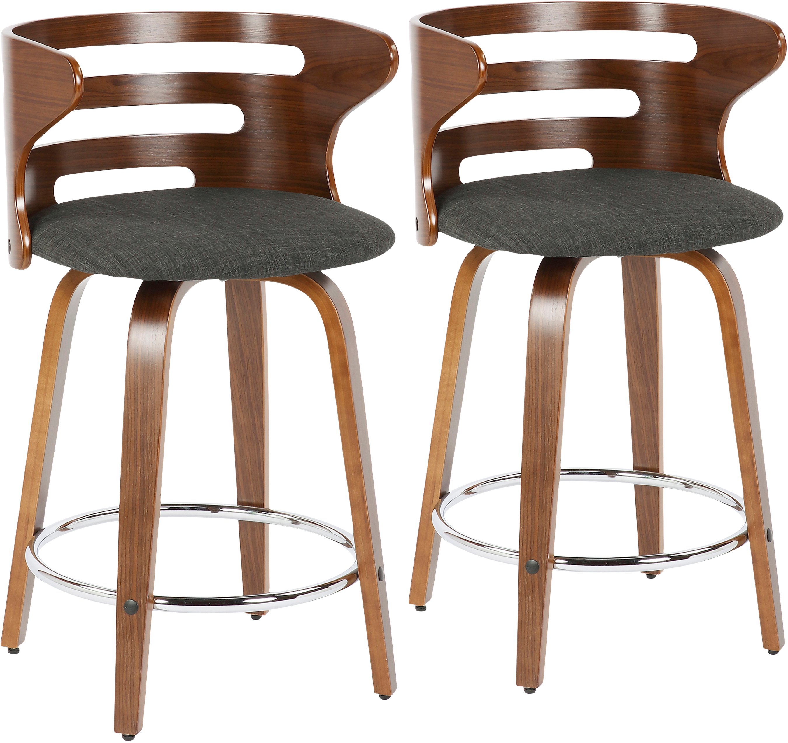 B24-COSNIR WLCHAR2 Modern Brown and Gray Swivel Counter Height Stool (Set of 2) - Cosini-1
