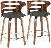B24-COSNIR WLCHAR2 Modern Brown and Gray Swivel Counter Height Stool (Set of 2) - Cosini