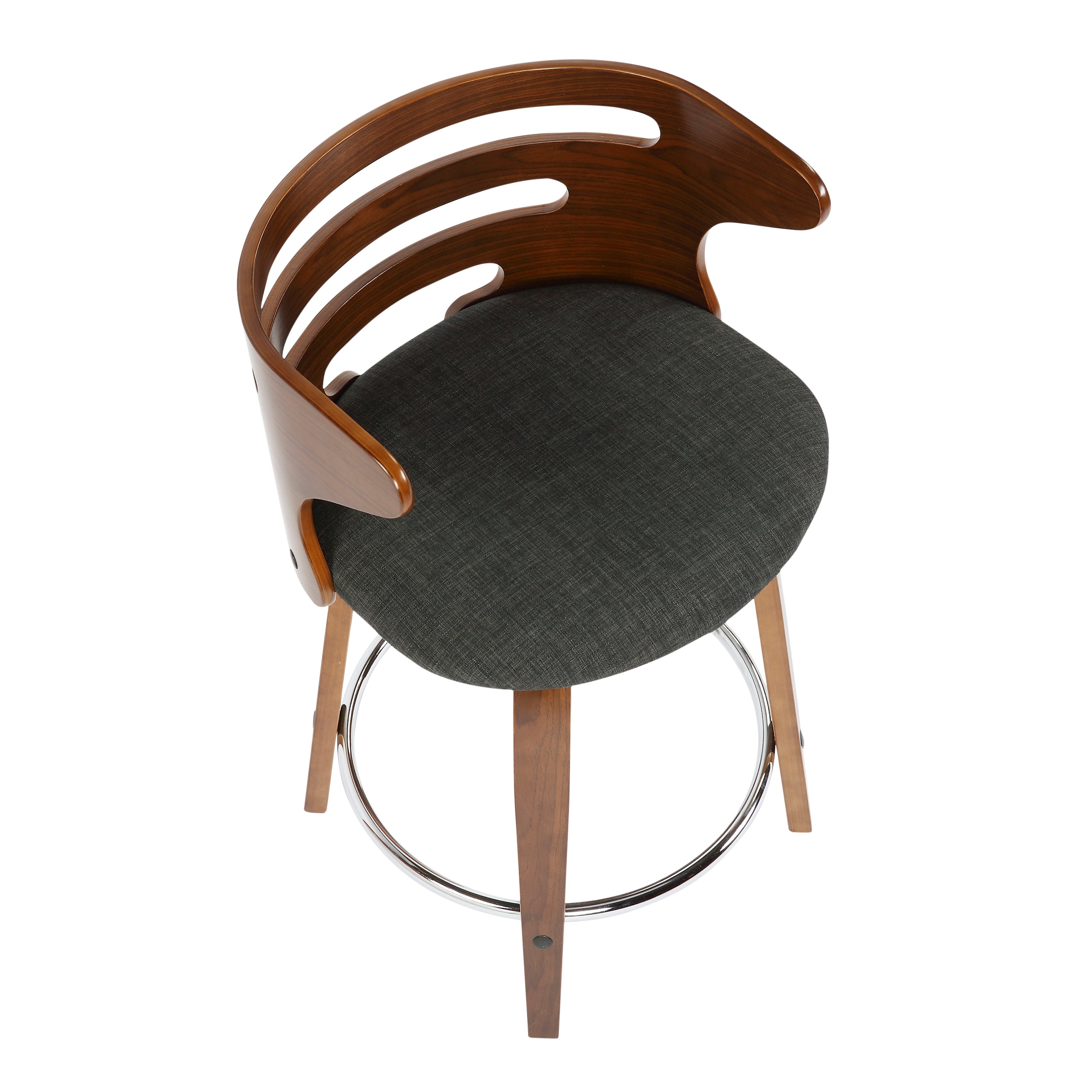 B24-COSNIR WLCHAR2 Modern Brown and Gray Swivel Counter Height Stool (Set of 2) - Cosini-5