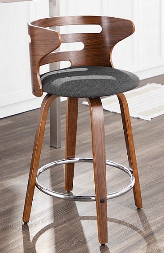 B24-COSNIR WLCHAR2 Modern Brown and Gray Swivel Counter Height Stool (Set of 2) - Cosini-6