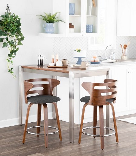 B24-COSNIR WLCHAR2 Modern Brown and Gray Swivel Counter Height Stool (Set of 2) - Cosini-7