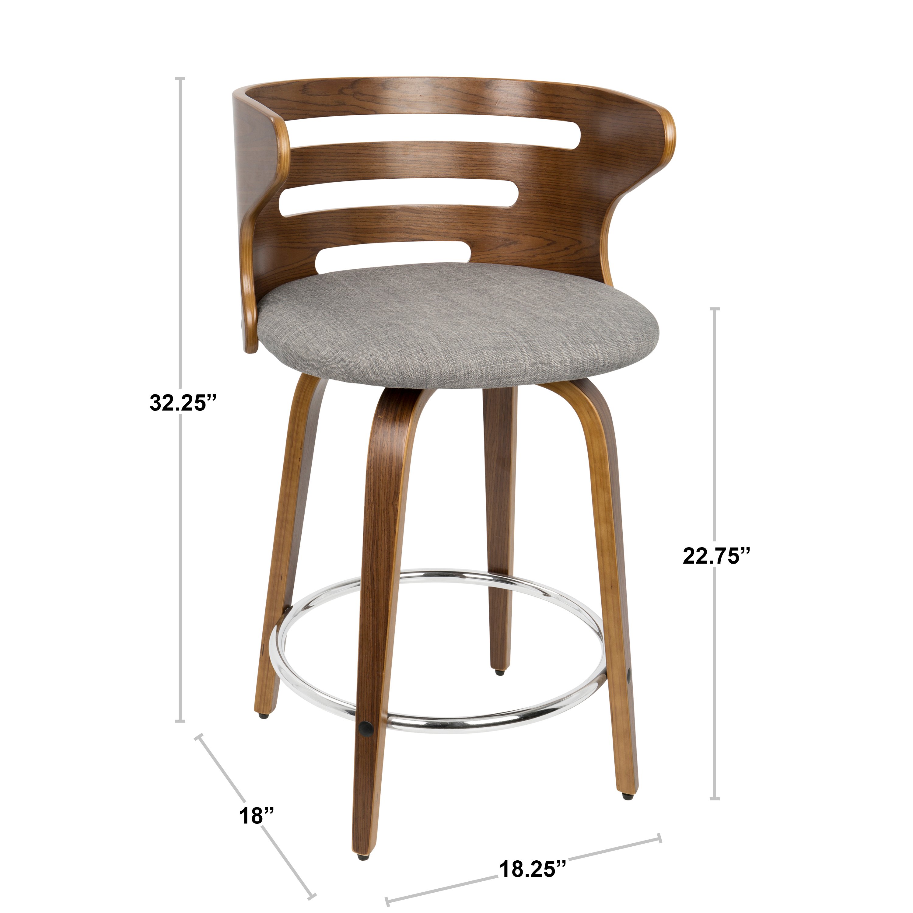 B24-COSNIR WLCHAR2 Modern Brown and Gray Swivel Counter Height Stool (Set of 2) - Cosini-9