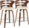 B24-COSNIR WLCR2 Modern Brown and Cream Swivel Counter Height Stool (Set of 2) - Cosini