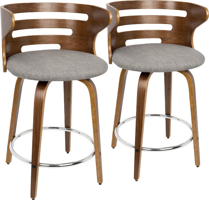 Modern Brown And Light Gray Swivel, Counter Height Swivel Bar Stools Set Of 2