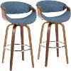 B30-CRVNIR WLBU2 Mid Century Blue Swivel Bar Stool (Set of 2) - Curvo