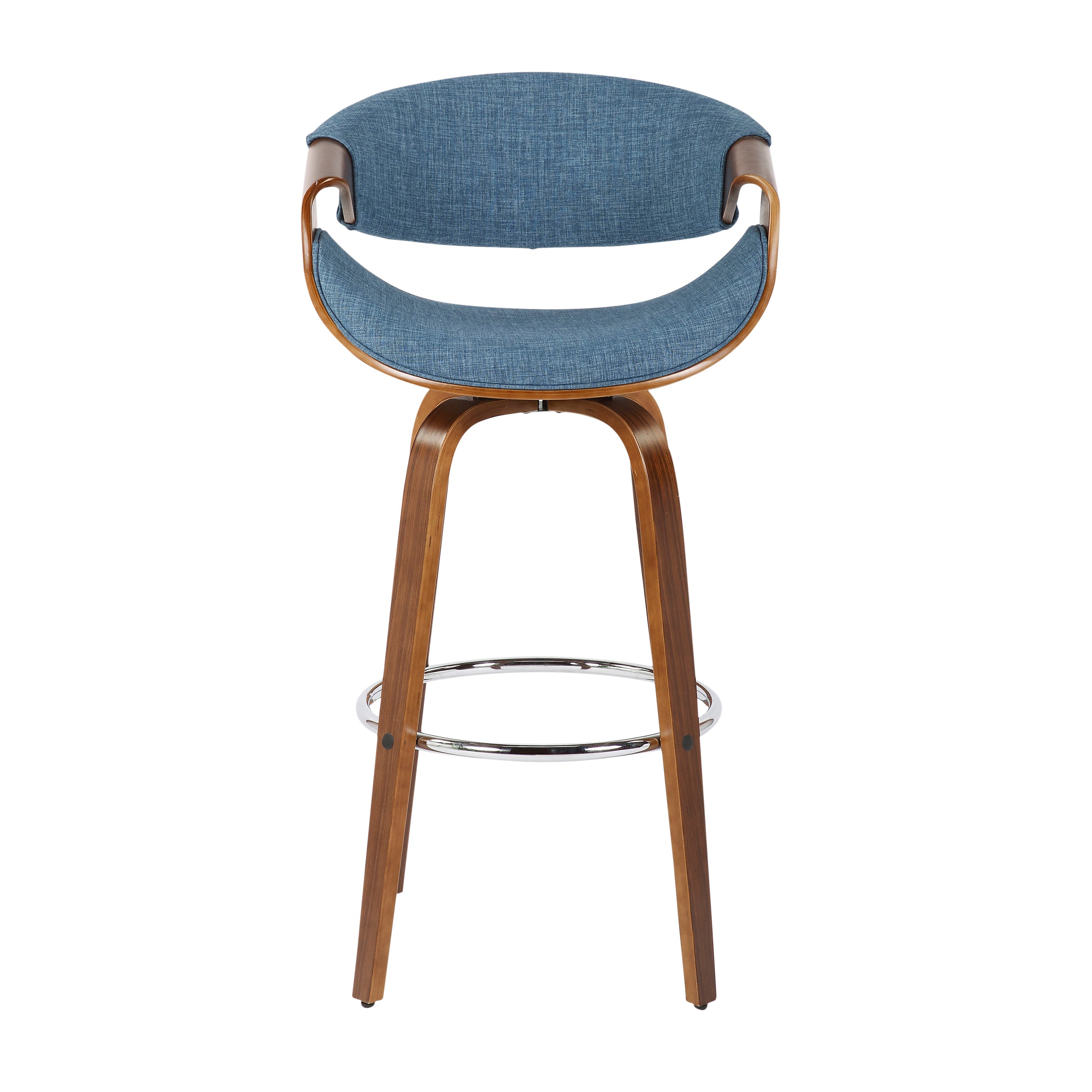B30-CRVNIR WLBU2 Mid Century Blue Swivel Bar Stool (Set of 2) - Curvo-2
