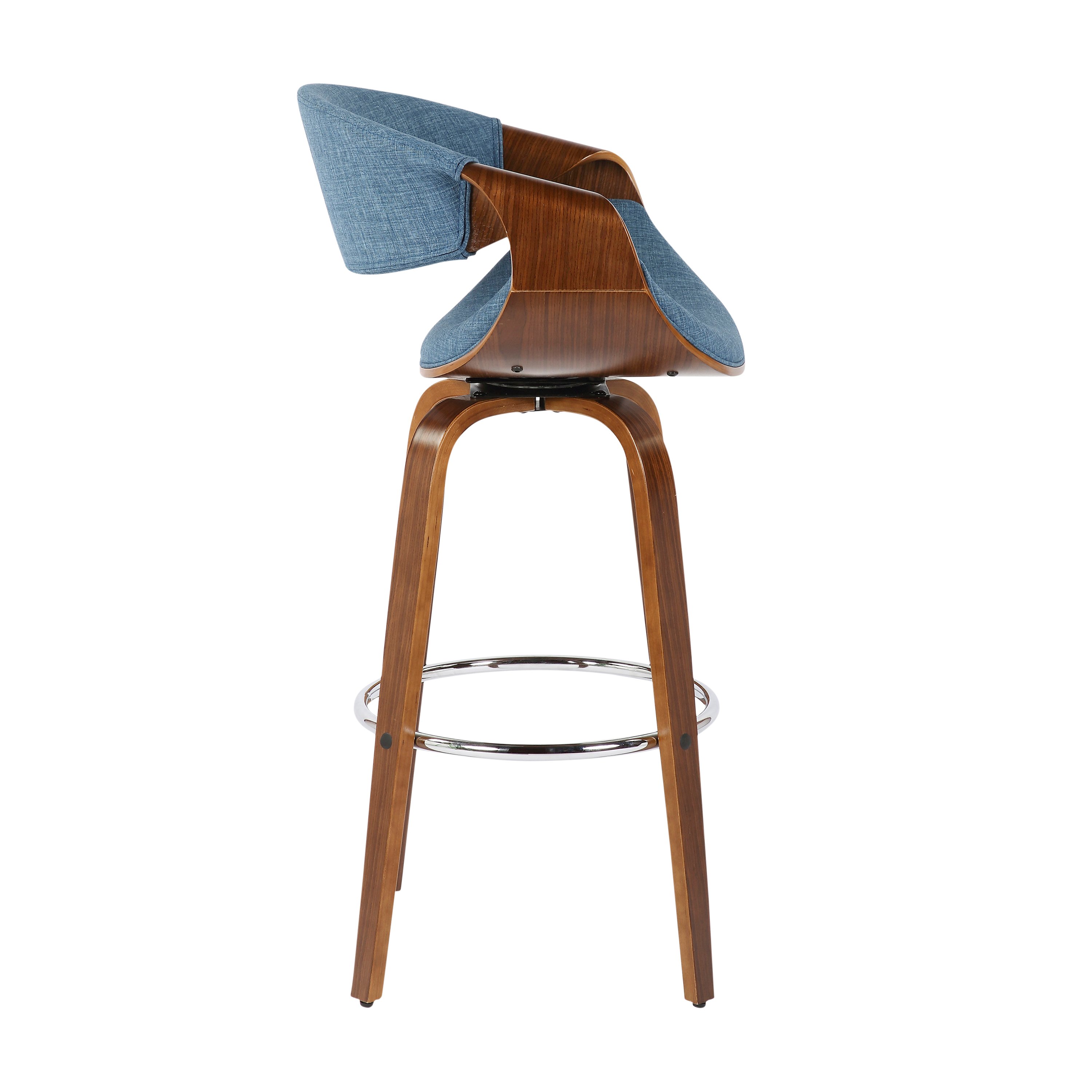B30-CRVNIR WLBU2 Mid Century Blue Swivel Bar Stool (Set of 2) - Curvo-3