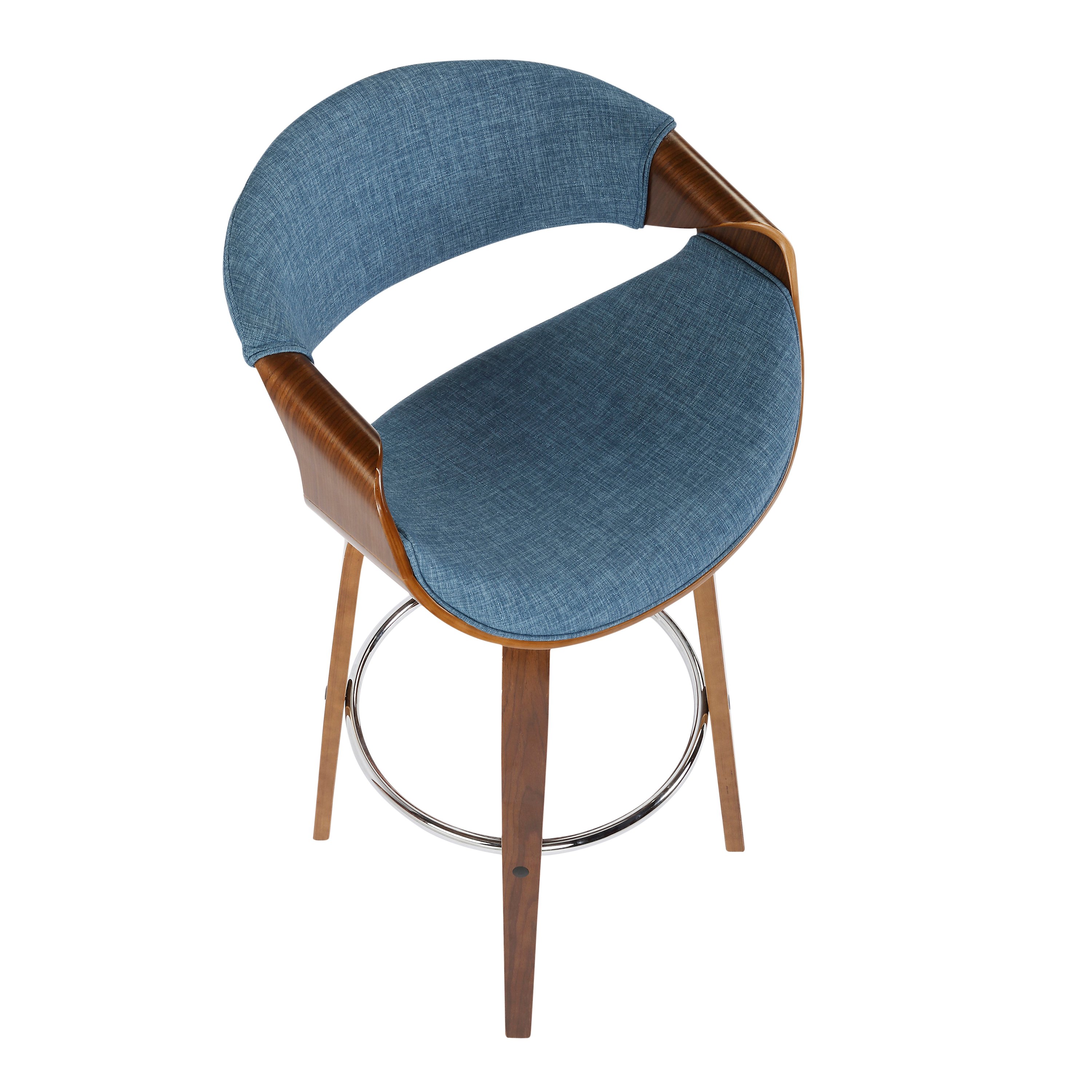 B30-CRVNIR WLBU2 Mid Century Blue Swivel Bar Stool (Set of 2) - Curvo-5