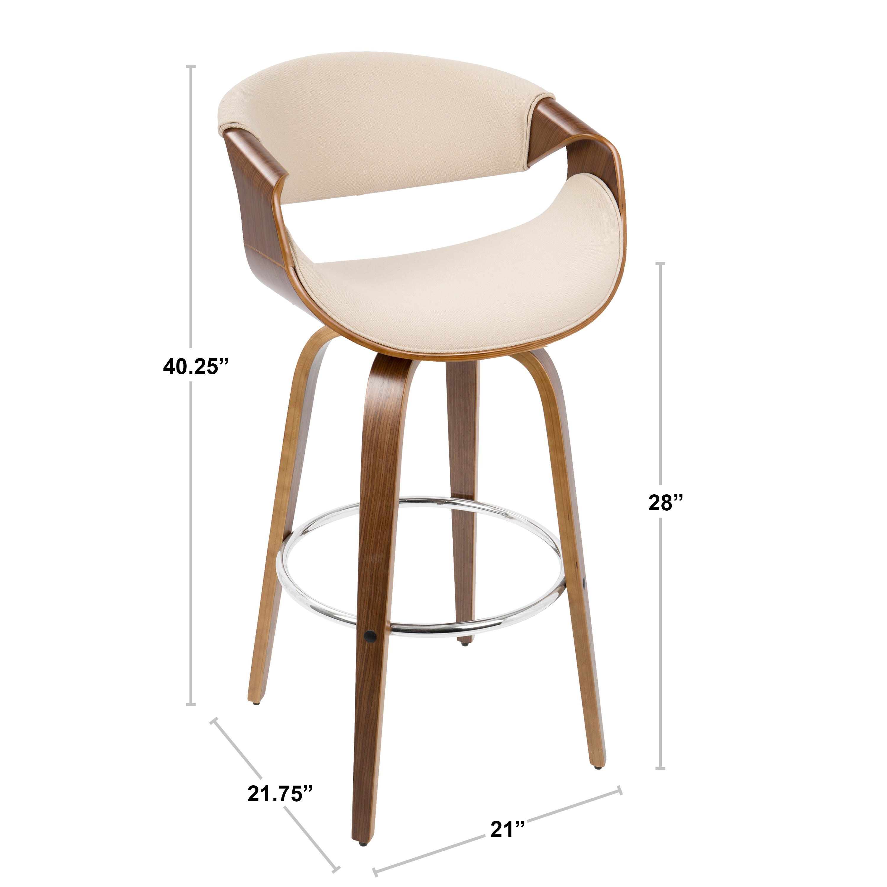 B30-CRVNIR WLBU2 Mid Century Blue Swivel Bar Stool (Set of 2) - Curvo-8