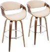 B30-CRVNIR WLCR2 Mid Century Cream Swivel Bar Stool (Set of 2) - Curvo