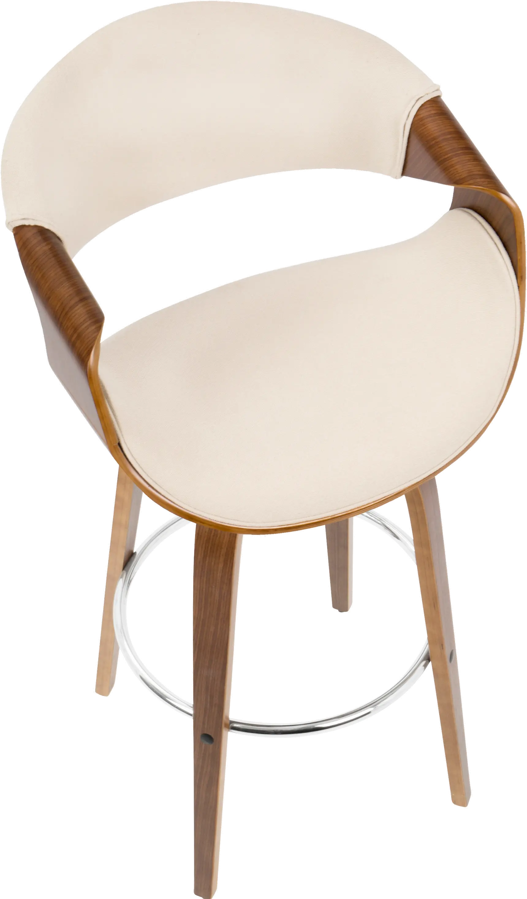 B30-CRVNIR WLCR2 Mid Century Cream Swivel Bar Stool (Set of 2) - Curvo-5