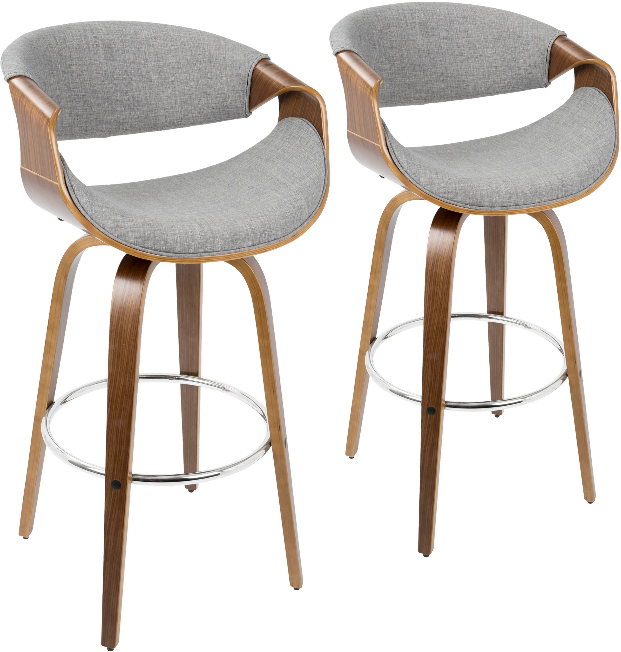 B30-CRVNIR WLGY2 Mid Century Light Gray Swivel Bar Stool (Set of 2) - Curvo-1