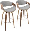 B30-CRVNIR WLGY2 Mid Century Light Gray Swivel Bar Stool (Set of 2) - Curvo