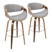 B30-CRVNIR WLGY2 Mid Century Light Gray Swivel Bar Stool (Set of 2) - Curvo