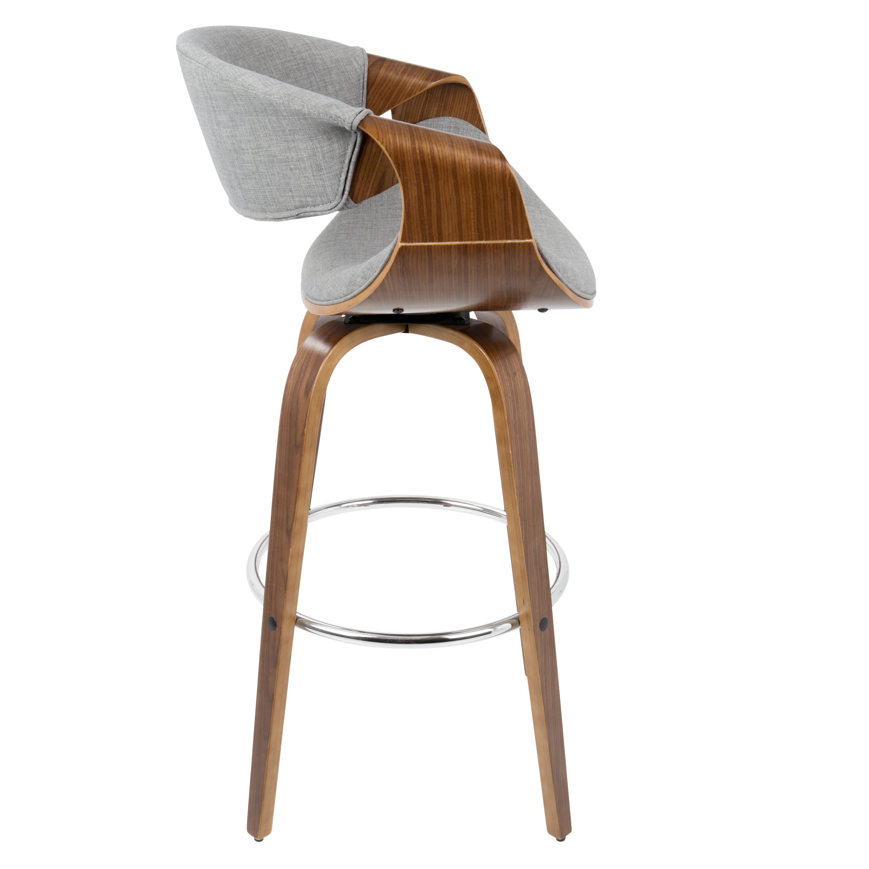 B30-CRVNIR WLGY2 Mid Century Light Gray Swivel Bar Stool (Set of 2) - Curvo-3