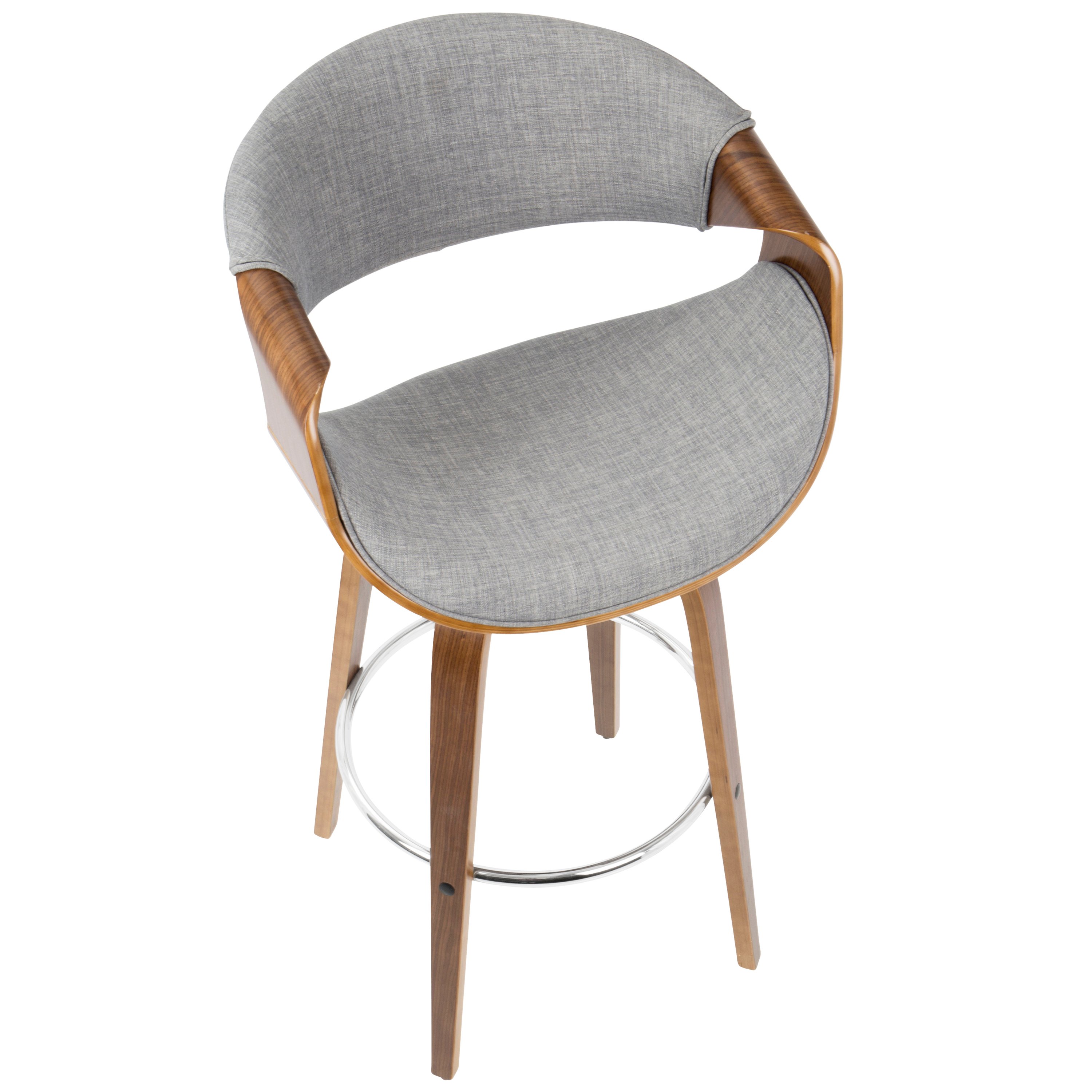B30-CRVNIR WLGY2 Mid Century Light Gray Swivel Bar Stool (Set of 2) - Curvo-5