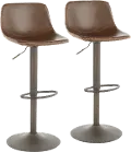 BS-DUKE ANBN2 Duke Metal Adjustable Height Swivel Bar Stool, Set of 2