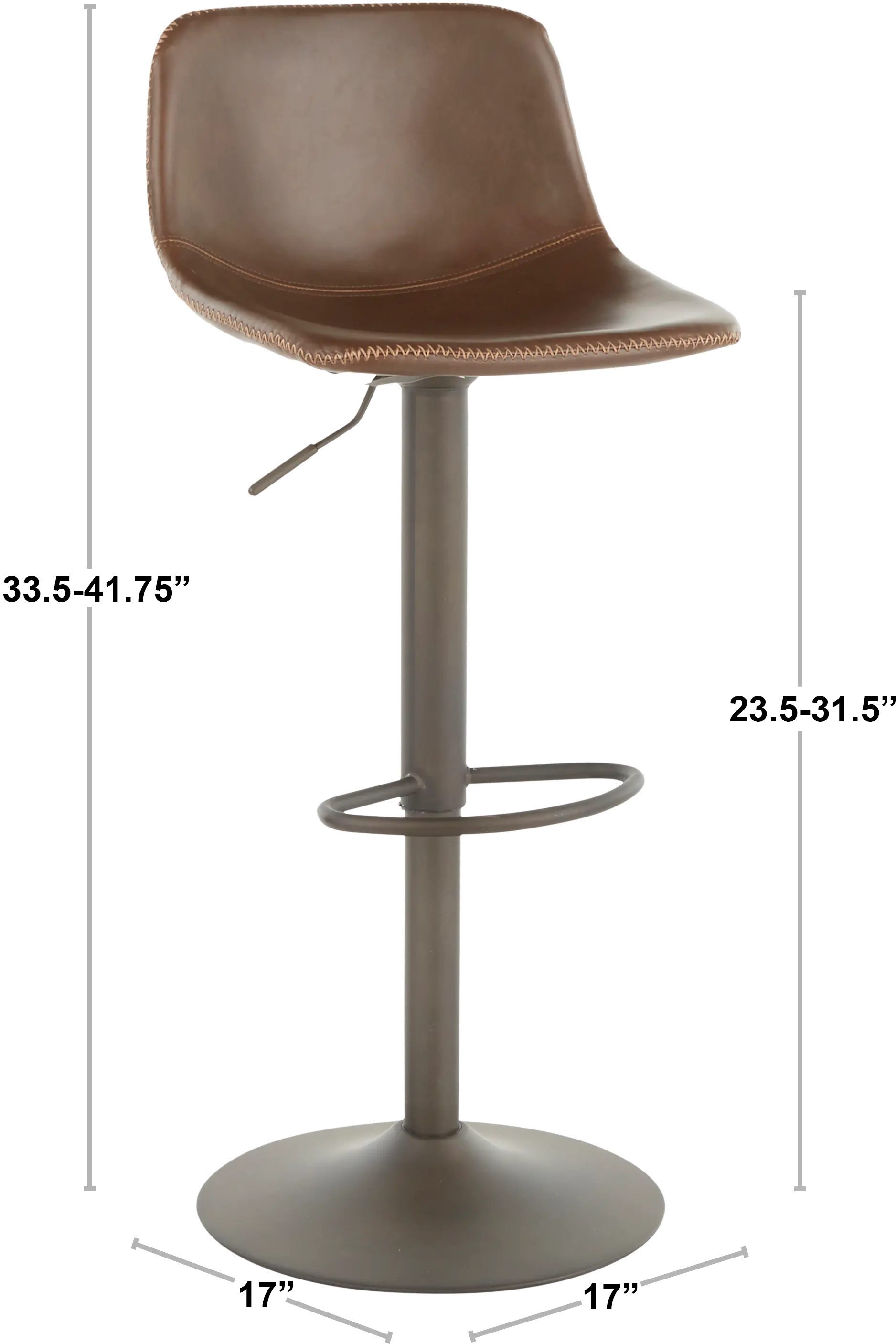BS-DUKE ANBN2 Industrial Metal Adjustable Height Swivel Bar Stool (Set of 2) - Duke-4