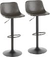 BS-DUKE BKGY2 Industrial Gray Metal Adjustable Height Swivel Bar Stool (Set of 2) - Duke