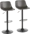 BS-DUKE BKGY2 Industrial Gray Metal Adjustable Height Swivel Bar Stool (Set of 2) - Duke