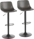 BS-DUKE BKGY2 Industrial Gray Metal Adjustable Height Swivel Bar Stool (Set of 2) - Duke
