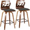 B26-FOLIAX WLCHAR2 Mid Century Modern Brown and Charcoal Counter Height Stool (Set of 2) - Folia