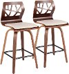 B26-FOLIAX WLCR2 Mid Century Modern Brown and Cream Counter Height Stool (Set of 2) - Folia