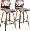 B26-FOLIAX WLGY2 Mid Century Modern Brown and Gray Counter Height Stool (Set of 2) - Folia