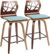 B26-FOLIAX WLTL2 Mid Century Modern Brown and Teal Counter Height Stool (Set of 2) - Folia