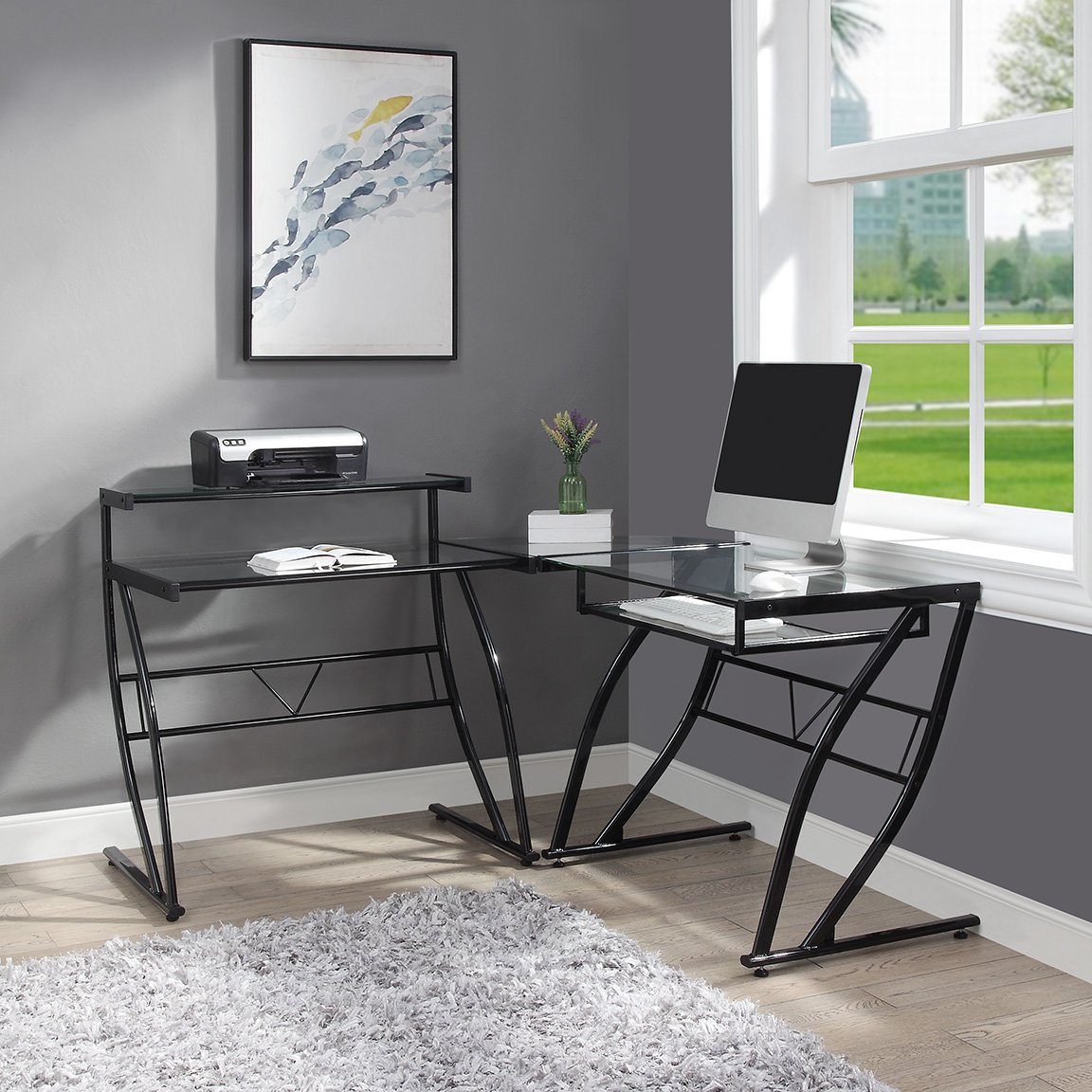 Black Metal L-Shape Desk - Constellation-2