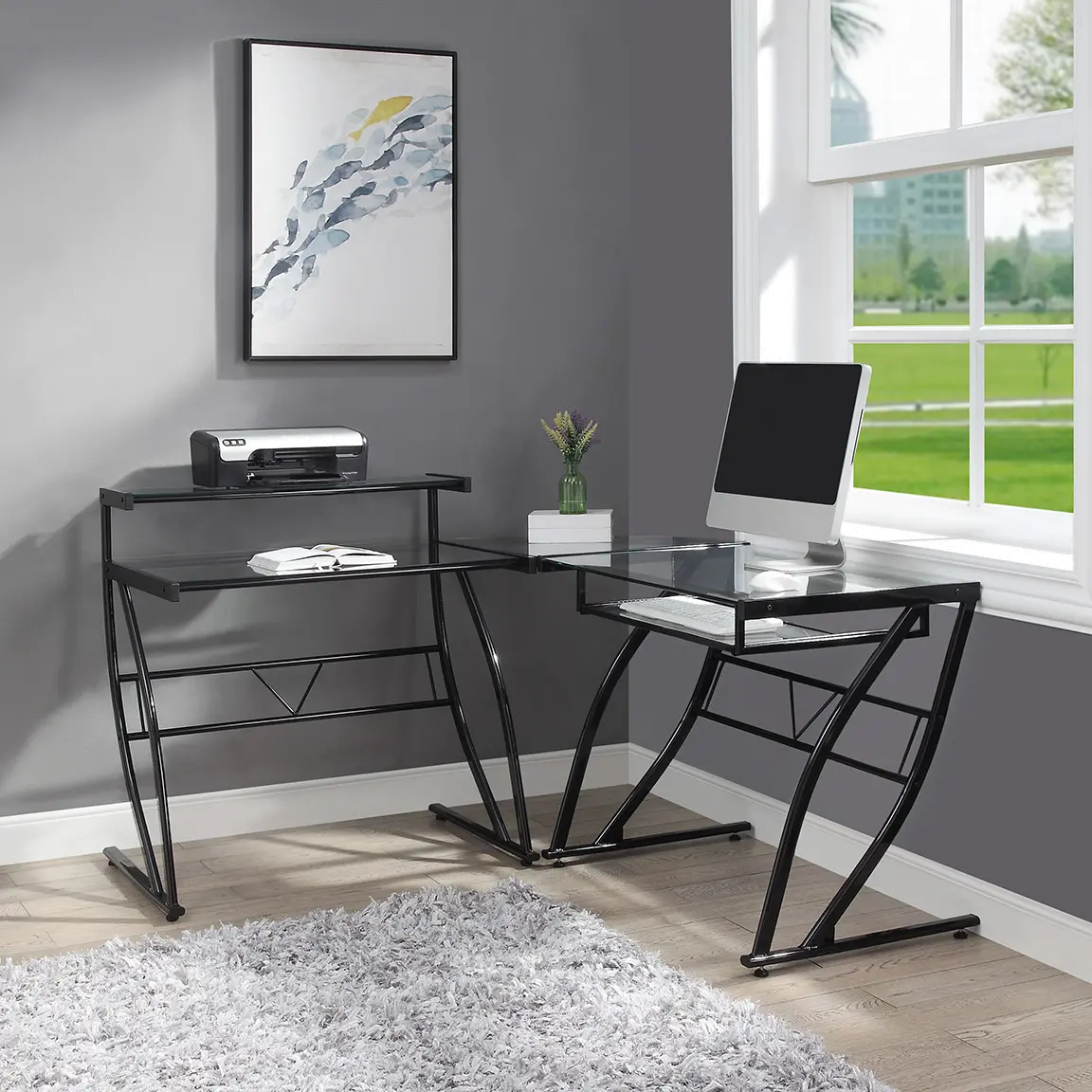 Constellation Black Metal L-Shape Desk-2