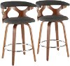 B26-GARDR WLCHAR2 Mid Century Modern Brown and Charcoal Counter Height Stool (Set of 2) - Gardenia