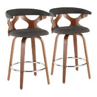 B26-GARDR WLCHAR2 Mid Century Modern Brown and Charcoal Counter Height Stool (Set of 2) - Gardenia