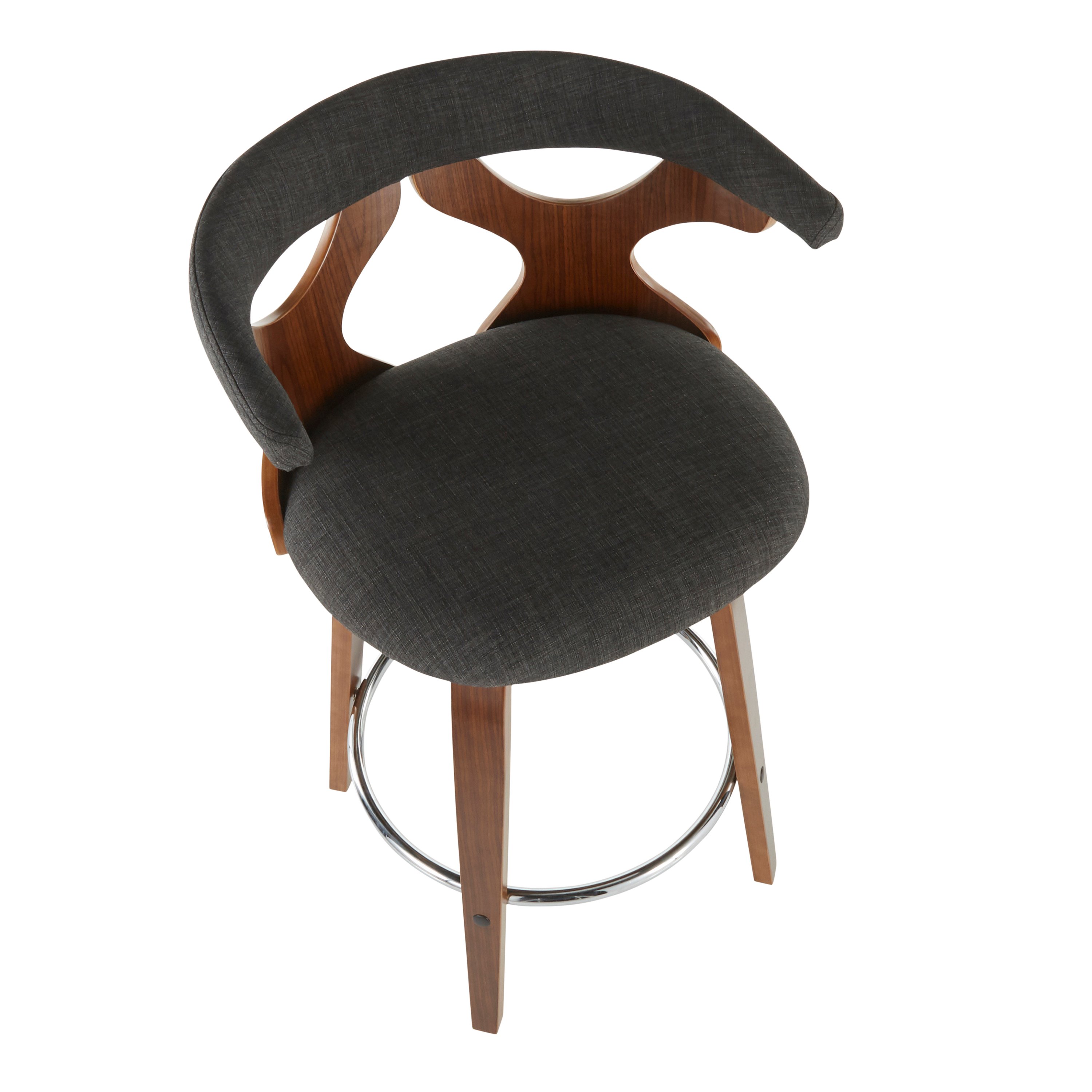 B26-GARDR WLCHAR2 Mid Century Modern Brown and Charcoal Counter Height Stool (Set of 2) - Gardenia-5