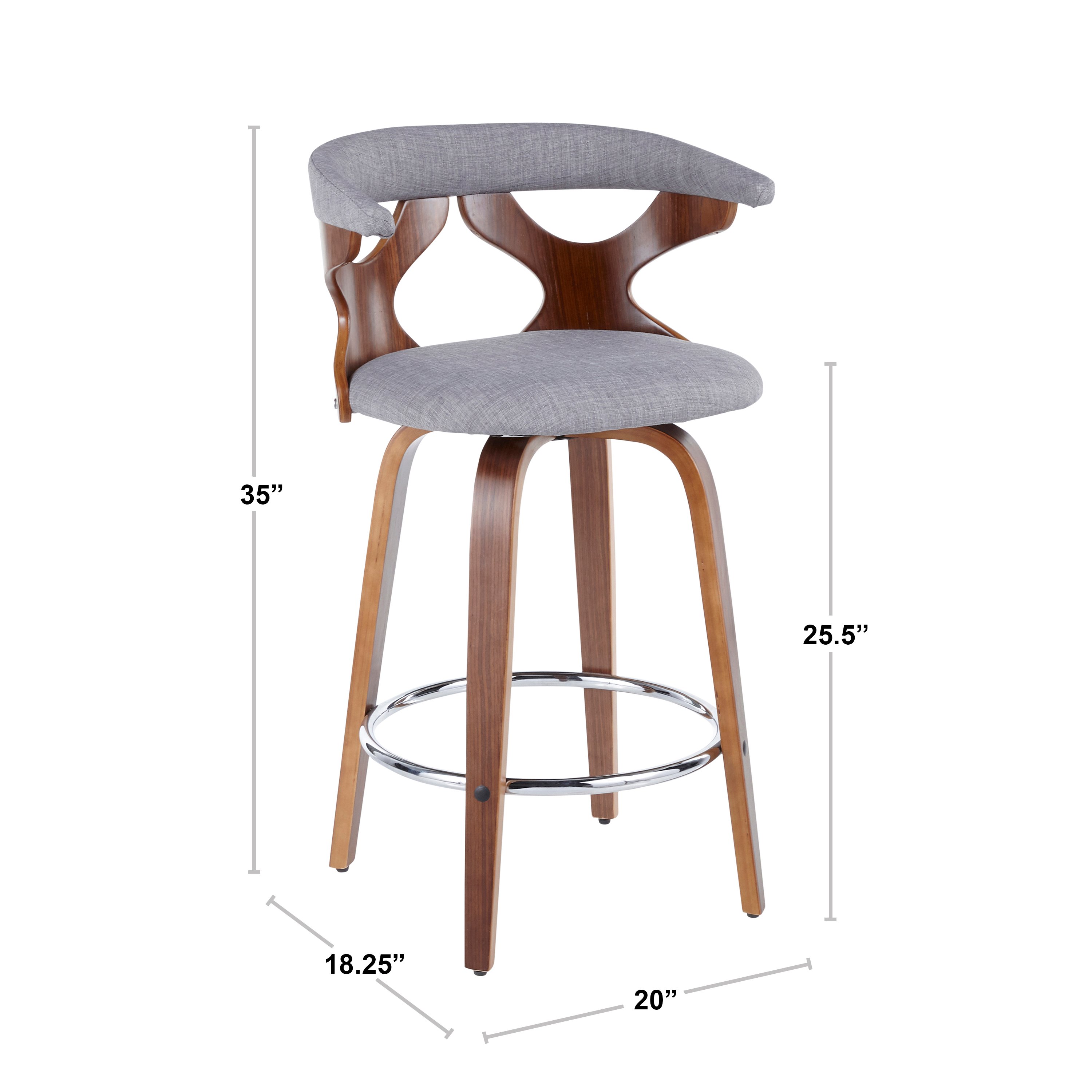 B26-GARDR WLCHAR2 Mid Century Modern Brown and Charcoal Counter Height Stool (Set of 2) - Gardenia-7