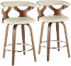 B26-GARDR WLCR2 Mid Century Modern Brown and Cream Counter Height Stool (Set of 2) - Gardenia