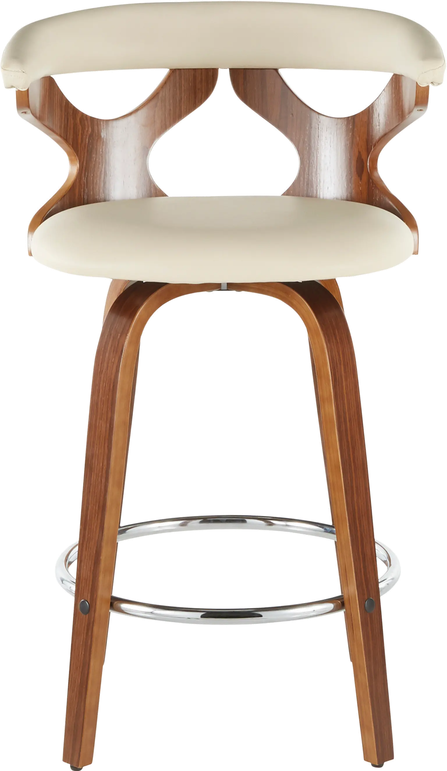 B26-GARDR WLCR2 Mid Century Modern Brown and Cream Counter Height Stool (Set of 2) - Gardenia-2