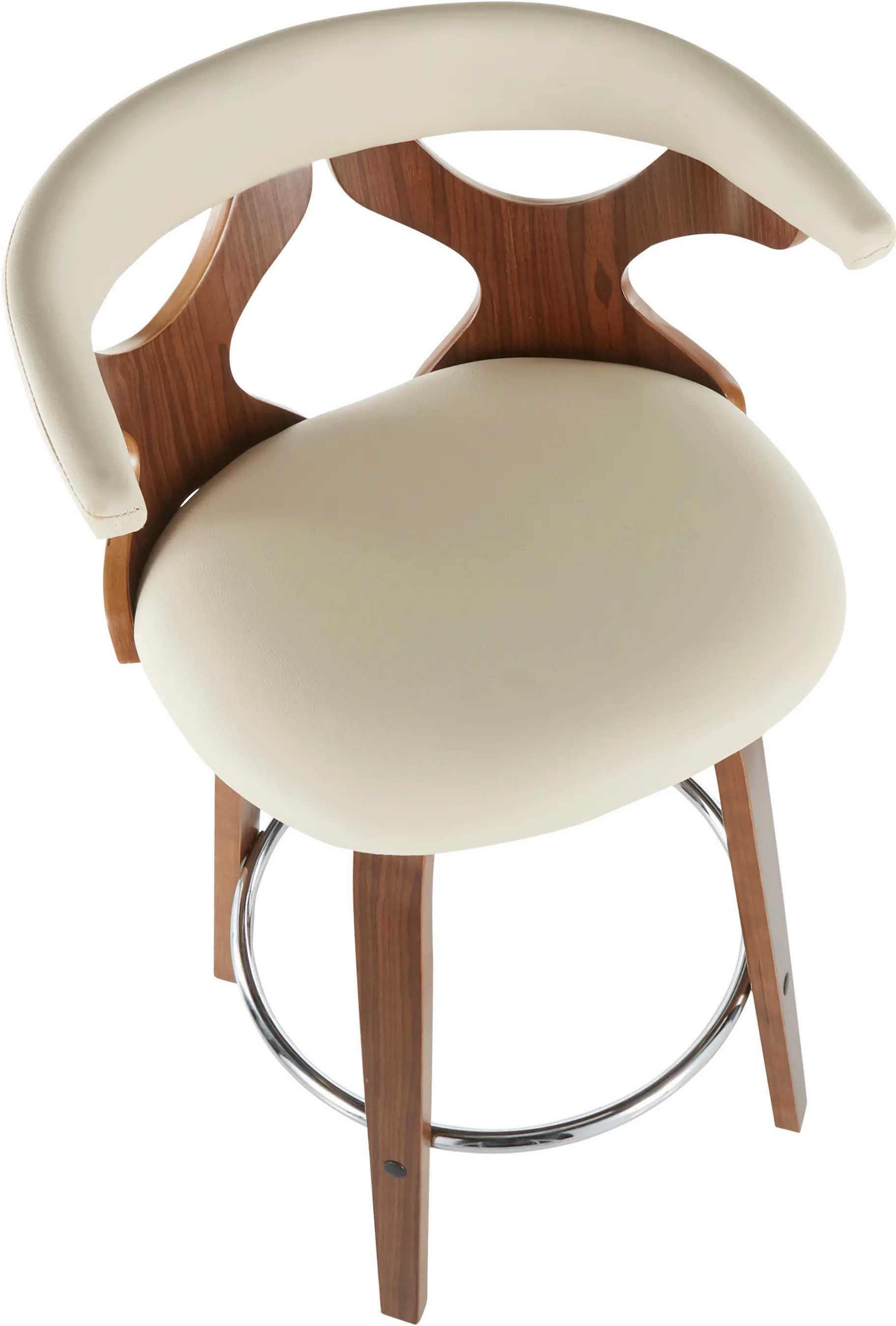 B26-GARDR WLCR2 Mid Century Modern Brown and Cream Counter Height Stool (Set of 2) - Gardenia-5