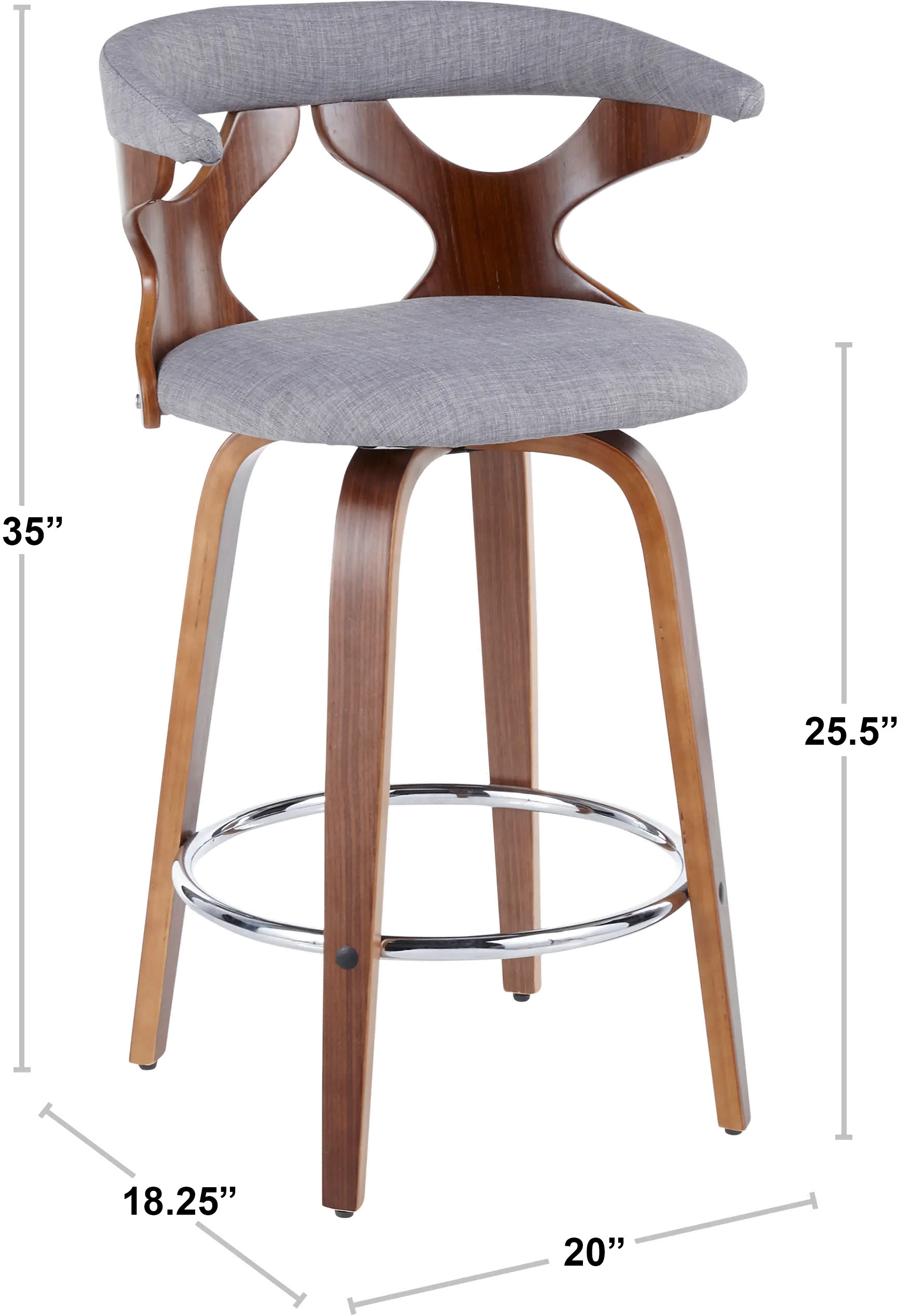 B26-GARDR WLCR2 Mid Century Modern Brown and Cream Counter Height Stool (Set of 2) - Gardenia-8