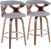 B26-GARDR WLLGY2 Mid Century Modern Brown and Light Gray Counter Height Stool (Set of 2) - Gardenia