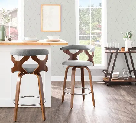 B26-GARDR WLLGY2 Mid Century Modern Brown and Light Gray Counter Height Stool (Set of 2) - Gardenia-6