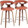 B26-GARDR WLO2 Mid Century Modern Brown and Orange Counter Height Stool (Set of 2) - Gardenia