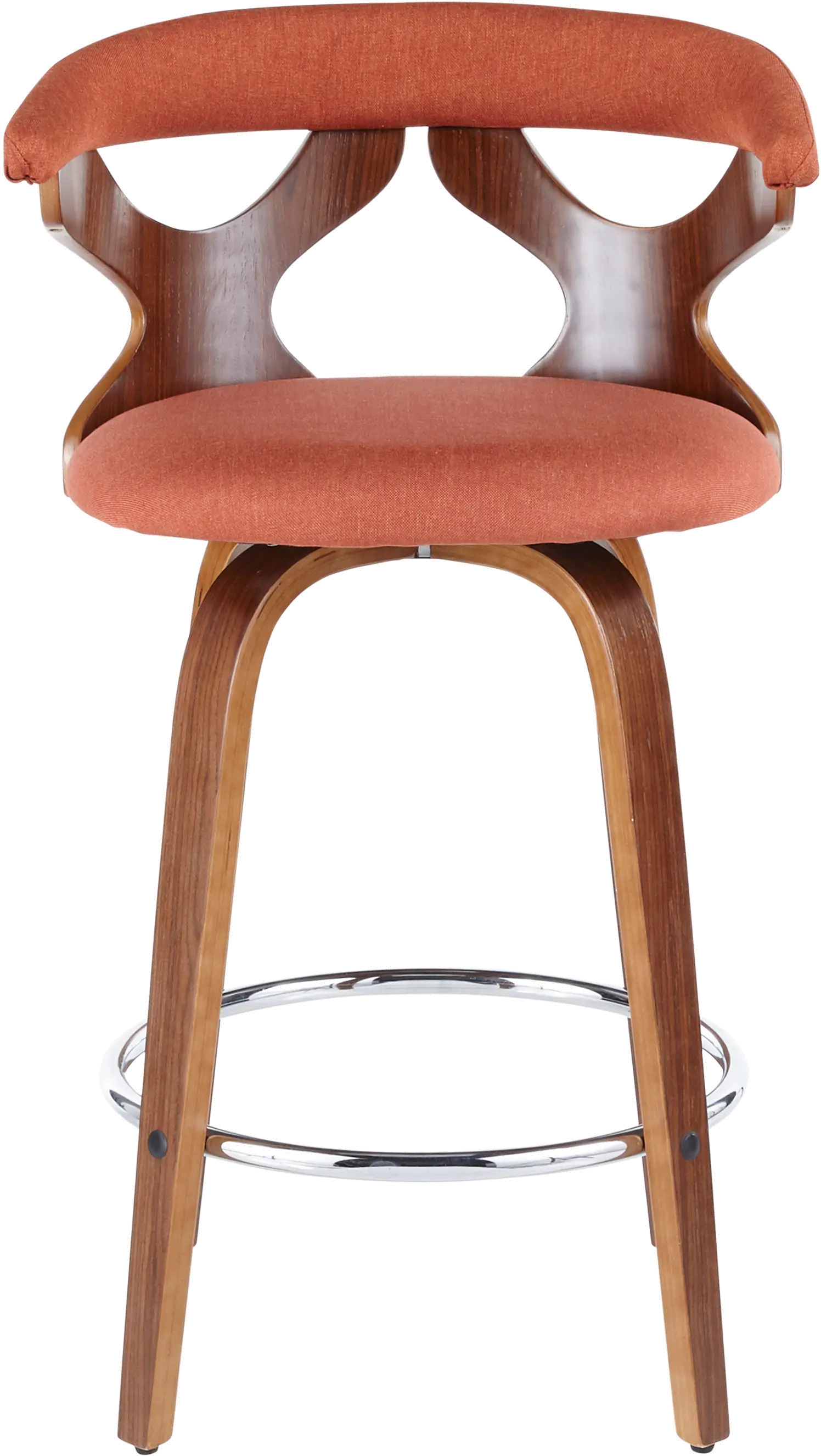 B26-GARDR WLO2 Mid Century Modern Brown and Orange Counter Height Stool (Set of 2) - Gardenia-2